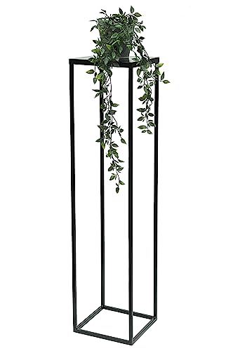 DanDiBo Blumenhocker Metall Schwarz 100 cm Eckig Blumenständer Beistelltisch FRA-006 Blumensäule Modern Pflanzenständer Pflanzenhocker von DanDiBo