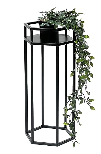 DanDiBo Blumenhocker Metall Schwarz 6eck Blumenständer Beistelltisch 96453 Blumensäule Pflanzenhocker Pflanzenständer Modern (Höhe: 50 cm/S) von DanDiBo