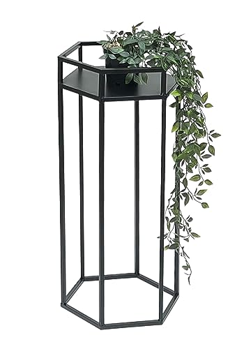 DanDiBo Blumenhocker Metall Schwarz 6eck Blumenständer Beistelltisch 96453 Blumensäule Pflanzenhocker Pflanzenständer Modern (Höhe: 60 cm/M) von DanDiBo