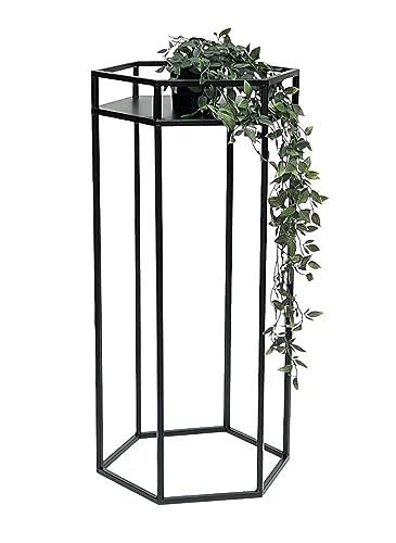 DanDiBo Blumenhocker Metall Schwarz 6eck Blumenständer Beistelltisch 96453 Blumensäule Pflanzenhocker Pflanzenständer Modern (Höhe: 70 cm/L) von DanDiBo