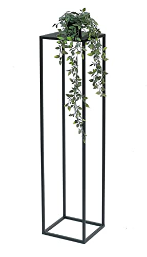 DanDiBo Blumenhocker Metall Schwarz Eckig 100 cm Blumenständer Beistelltisch 96351 Blumensäule Modern Pflanzenständer Pflanzenhocker von DanDiBo