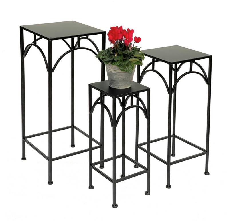 DanDiBo Blumenhocker Metall Schwarz Eckig 50 - 70 cm Blumenständer 96132 3er Set, Beistelltisch Blumensäule Modern Pflanzenständer Pflanzenhocker von DanDiBo