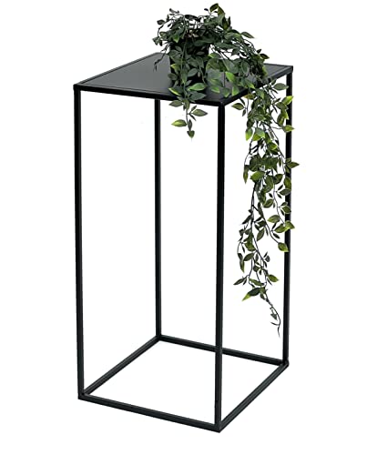 DanDiBo Blumenhocker Metall Schwarz Eckig 60-50 cm Blumenständer Beistelltisch 96312 Blumensäule Modern Pflanzenständer Pflanzenhocker (60 cm) von DanDiBo