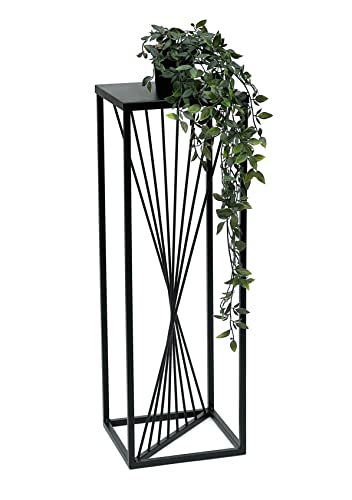 DanDiBo Blumenhocker Metall Schwarz Eckig 70-100 cm Blumenständer Beistelltisch Blumensäule Design Modern Pflanzenständer Pflanzenhocker (70 cm) von DanDiBo