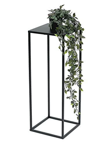 DanDiBo Blumenhocker Metall Schwarz Eckig 50-70 cm Blumenständer Beistelltisch 96315 Blumensäule Modern Pflanzenständer Pflanzenhocker (60 cm) von DanDiBo