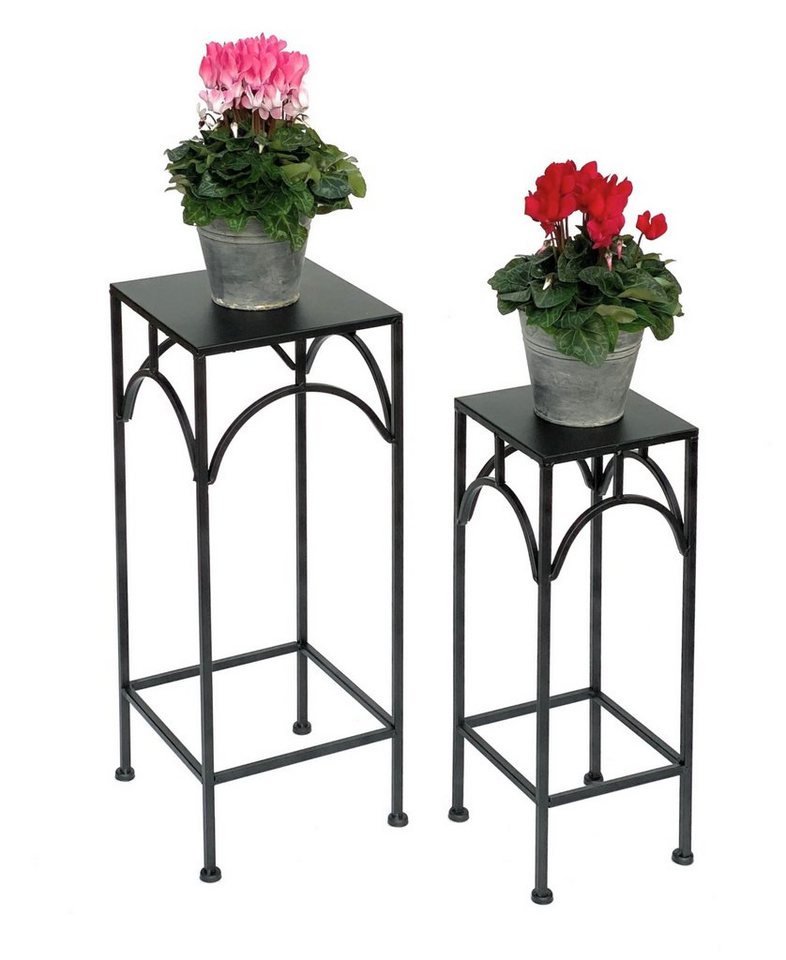 DanDiBo Blumenhocker Metall Schwarz Eckig Blumenständer 96132 2er Set Beistelltisch Blumensäule Modern Pflanzenständer Pflanzenhocker von DanDiBo