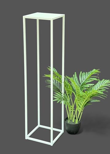 DanDiBo Blumenhocker Metall Weiß Eckig 100 cm Blumenständer Beistelltisch 96569 Blumensäule Pflanzenständer Pflanzenhocker Modern von DanDiBo