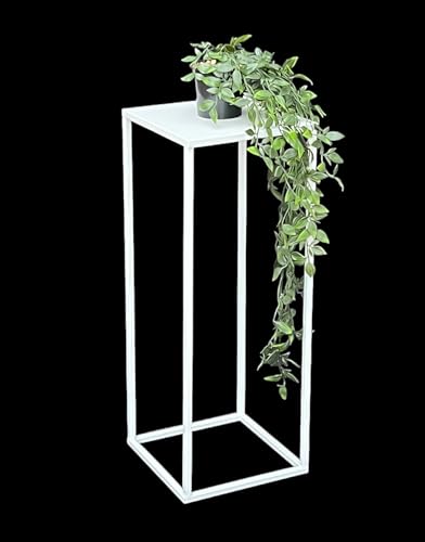 DanDiBo Blumenhocker Metall Weiß Eckig 50 - 70 cm Blumenständer Beistelltisch 96482 Blumensäule Modern Pflanzenständer Pflanzenhocker (60 cm) von DanDiBo