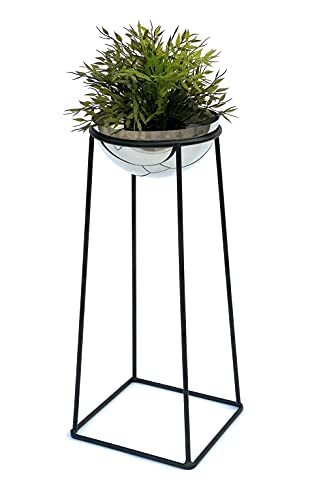 DanDiBo Blumenhocker Metall mit Topf Schwarz Silber 56 cm Blumenständer 96078 M Blumensäule Modern Pflanzenständer Pflanzenhocker von DanDiBo