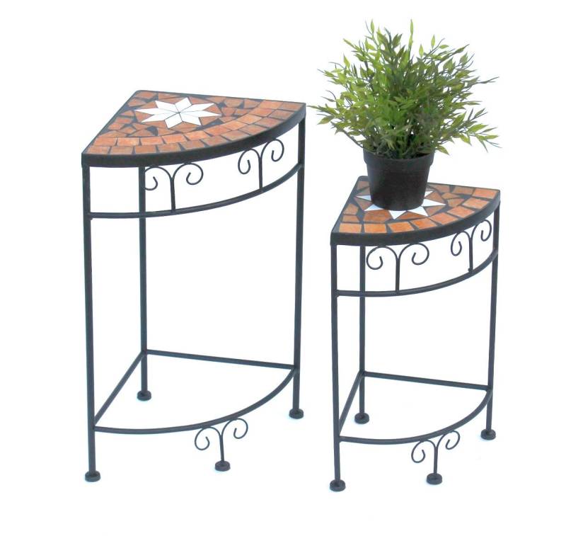 DanDiBo Blumenhocker Mosaik Eckregal 2er Set 42 und 52 cm Blumenständer 12013 Beistelltisch von DanDiBo