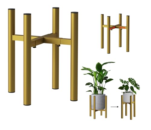 DanDiBo Verstellbarer Pflanzenständer Gold Metall 30 cm Blumenständer 96474 Blumenhocker Verstellbar Modern Pflanzenhocker Blumensäule von DanDiBo