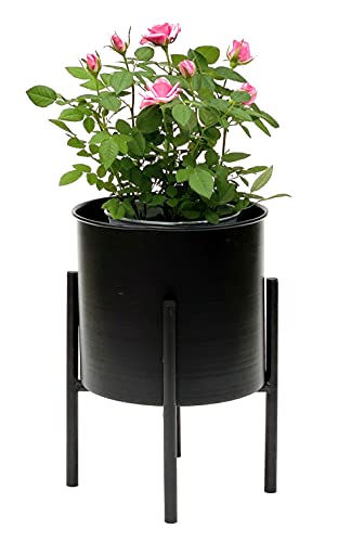 DanDiBo Blumenhocker mit Topf Metall Schwarz 32 cm Blumenständer 96153 Blumensäule Modern Pflanzenständer Pflanzenhocker von DanDiBo