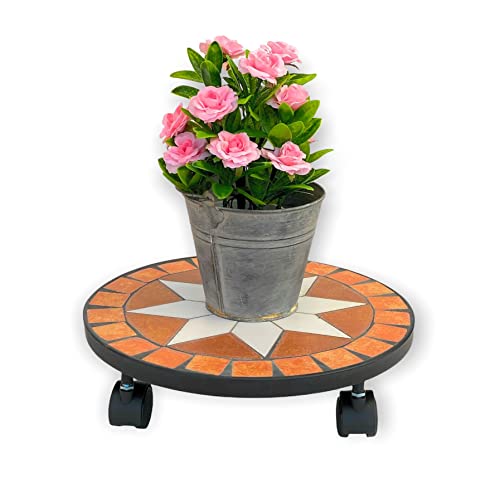 DanDiBo Blumenroller Merano Mosaik 32 cm 12025 Blumenhocker Pflanzroller Blumenständer von DanDiBo