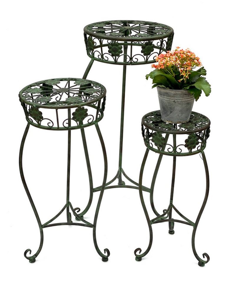 DanDiBo Blumenständer Blumenhocker Metall Grün Blumenständer 3er Set Blumensäule Antik von DanDiBo