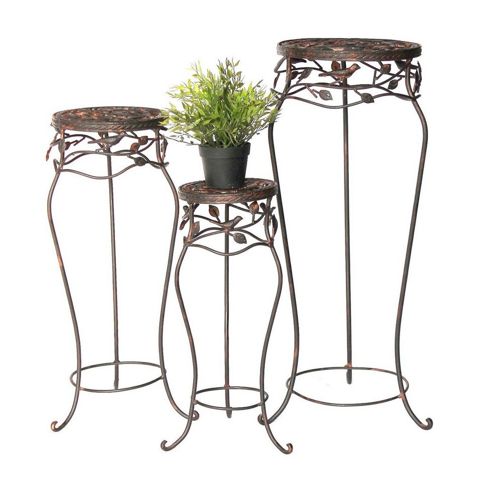 DanDiBo Blumenständer Blumenhocker Metall Schwarz Rund 3er Set 52 cm / 65 cm / 78 cm Blumenständer 18215 Blumensäule Antik Pflanzenständer Pflanzenhocker Vintage von DanDiBo