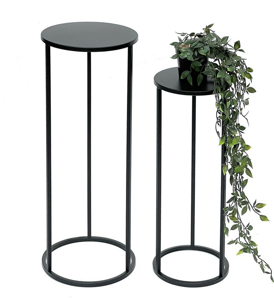 DanDiBo Blumenständer Blumenhocker Metall Schwarz Rund Blumenständer Beistelltisch 2er Set von DanDiBo