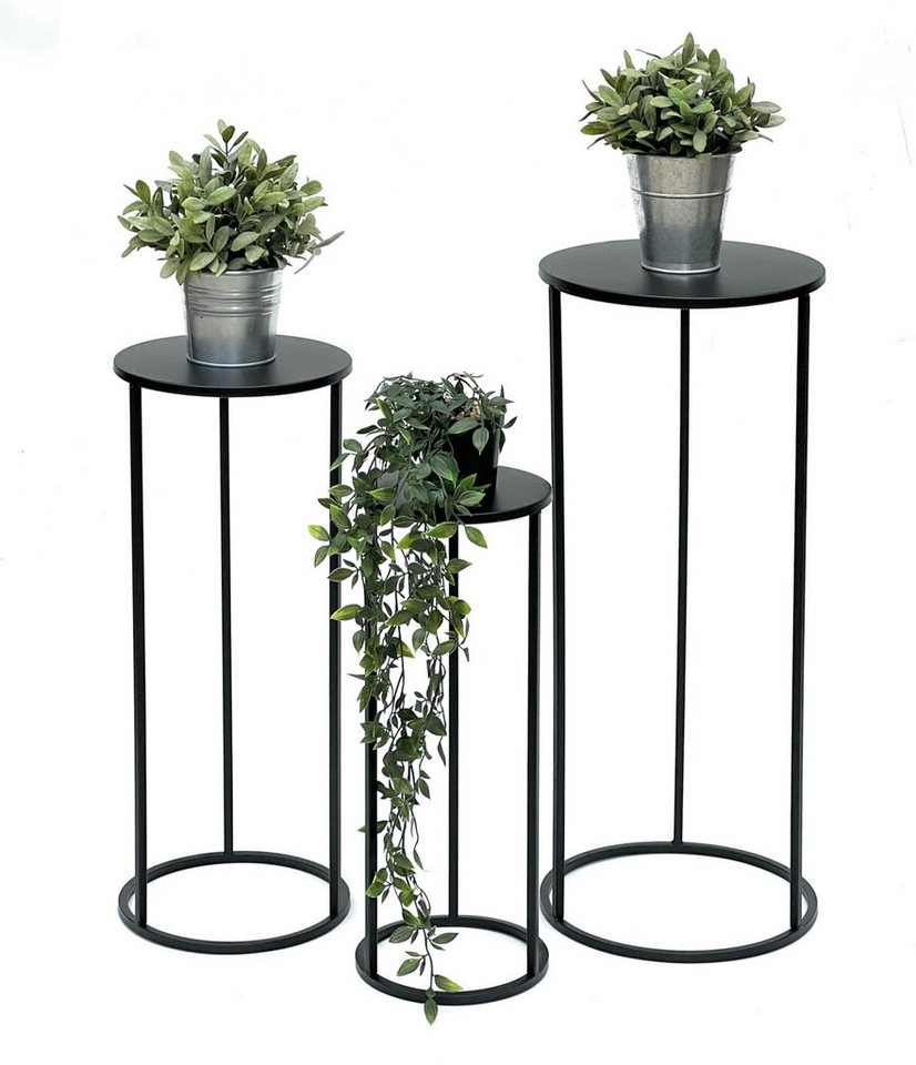 DanDiBo Blumenständer Blumenhocker Metall Schwarz Rund Blumenständer Beistelltisch 3er Set von DanDiBo