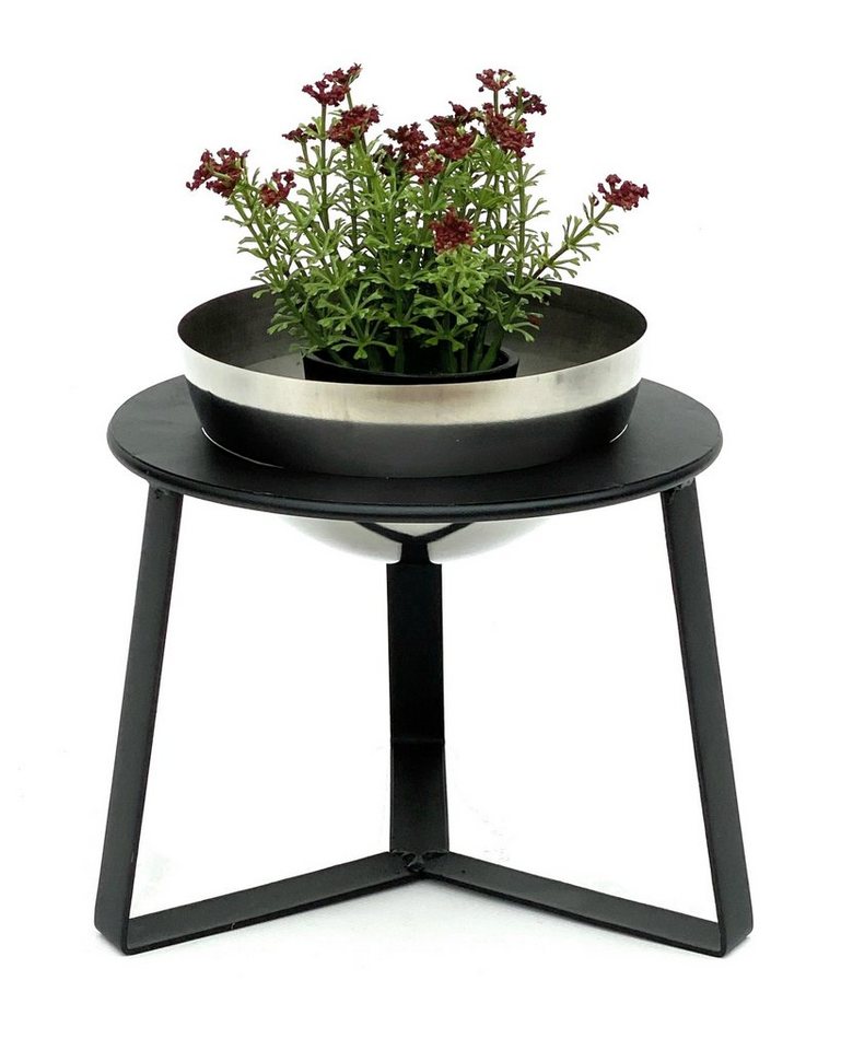 DanDiBo Blumenständer Blumenhocker Metall mit Topf Schwarz Silber 18 cm - 34 cm Blumenständer 96091 Blumensäule Modern Pflanzenständer Pflanzenhocker von DanDiBo