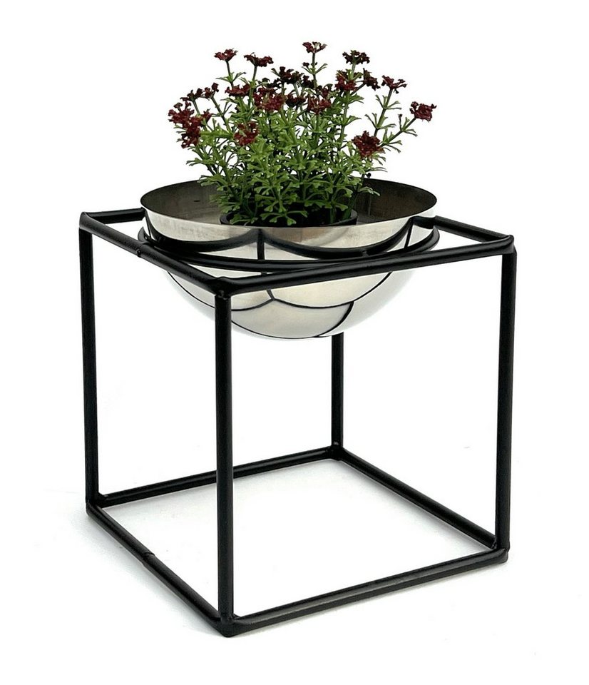 DanDiBo Blumenständer Blumenhocker Metall mit Topf Schwarz Silber Blumenständer 96256 von DanDiBo