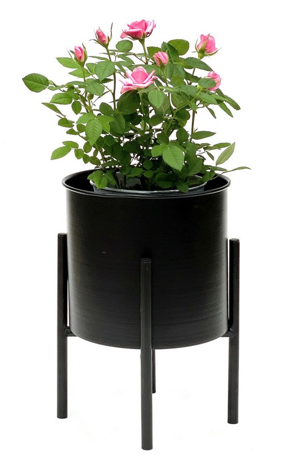DanDiBo Blumenständer Blumenhocker mit Topf Metall Schwarz 32 cm 96153 Blumensäule Modern, Pflanzenständer Pflanzenhocker von DanDiBo