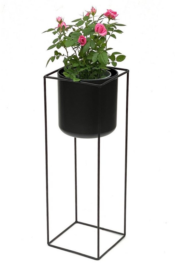 DanDiBo Blumenständer Blumenhocker mit Topf Metall Schwarz Eckig 60 cm Blumenständer 96023 Blumensäule Modern Pflanzenständer Pflanzenhocker von DanDiBo