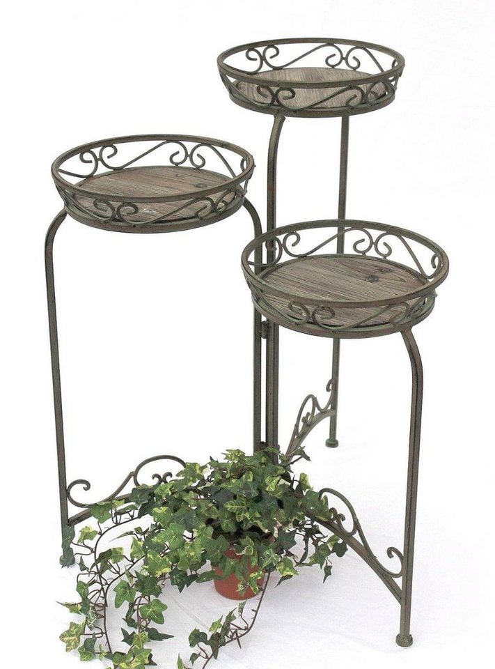 DanDiBo Blumenständer Blumentreppe Metall Rund 72 cm Blumenständer mit 3 Körbe 11136 Blumenständer Blumensäule Pflanzenständer Holzablage von DanDiBo