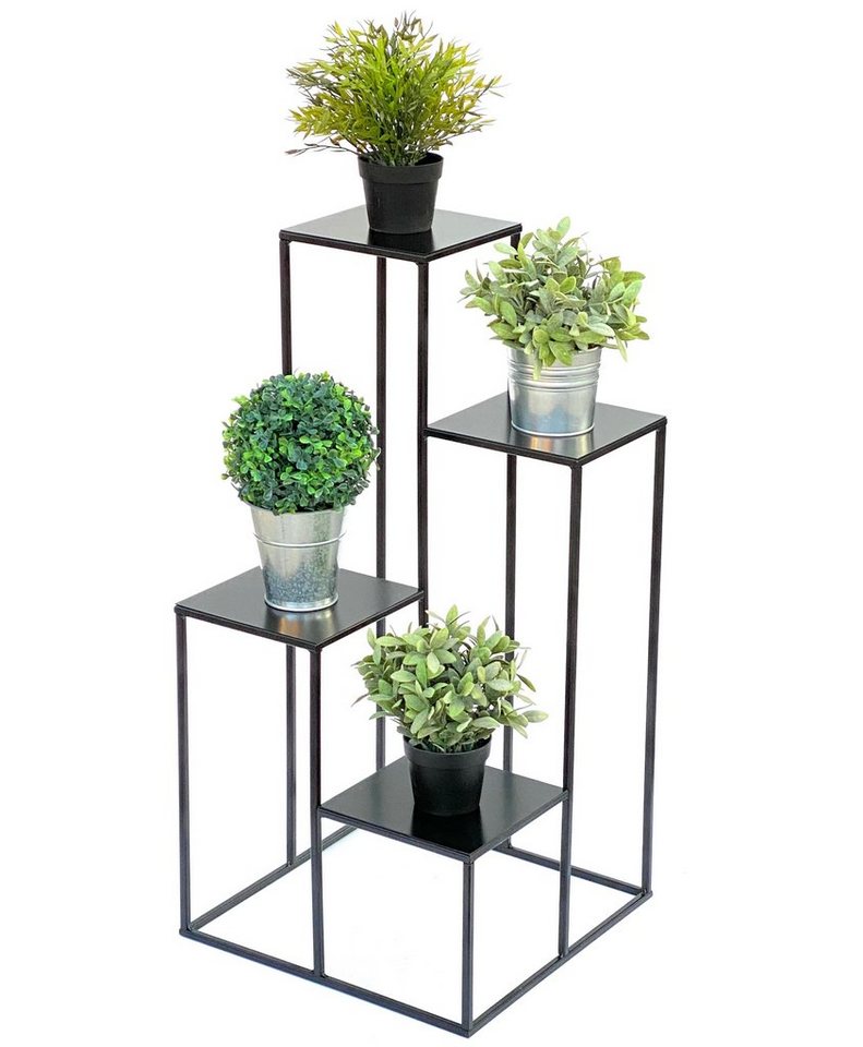 DanDiBo Blumenständer Blumentreppe Metall Schwarz 82 cm Pflanzentreppe Blumenständer 435 Blumensäule Modern Pflanzenständer Blumenhocker von DanDiBo