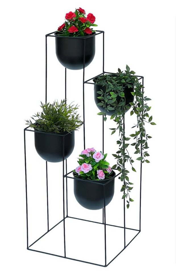 DanDiBo Blumenständer Blumentreppe Metall Schwarz 90 cm Pflanzentreppe 210015 von DanDiBo