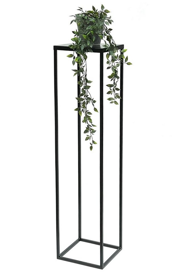 DanDiBo Blumenständer Metall Schwarz 100 cm Eckig Blumenhocker Beistelltisch FRA-006, Blumensäule Modern Pflanzenständer Pflanzenhocker von DanDiBo
