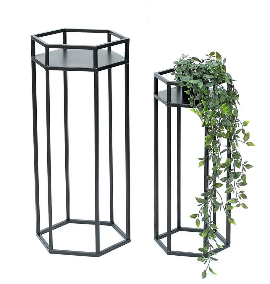 DanDiBo Blumenständer Metall Schwarz 6eck Blumenhocker 96453 2er Set von DanDiBo
