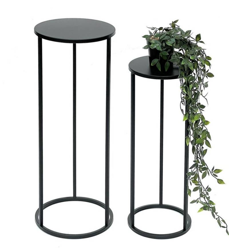 DanDiBo Blumenständer Metall Schwarz Rund Blumenhocker Beistelltisch 2er Set von DanDiBo