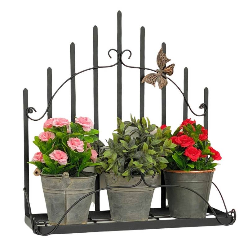 DanDiBo Blumenständer Wandblumenhalter Metall Schwarz 50 cm Wandregal 96237 Blumenständer Blumenregal Wandtopfhalter von DanDiBo