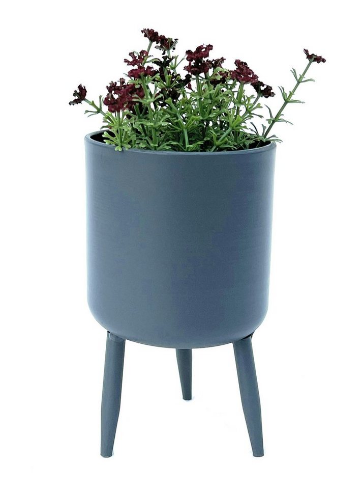 DanDiBo Blumentopf Blumenhocker Metall mit Topf Grau 96260 Blumenständer Blumensäule von DanDiBo