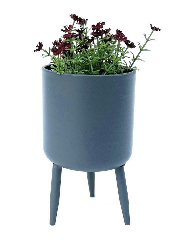 DanDiBo Blumentopf mit Füßen Pflanztopf Blumenkübel mit Beinen Metall Grau Modern 96260 von DanDiBo
