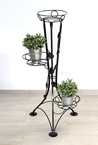 DanDiBo Blumentreppe Metall Schwarz 100 cm Blumenständer mit 3 Ablagen KW041 Blumensäule Pflanzenständer Pflanzensäule Blumenhocker von DanDiBo