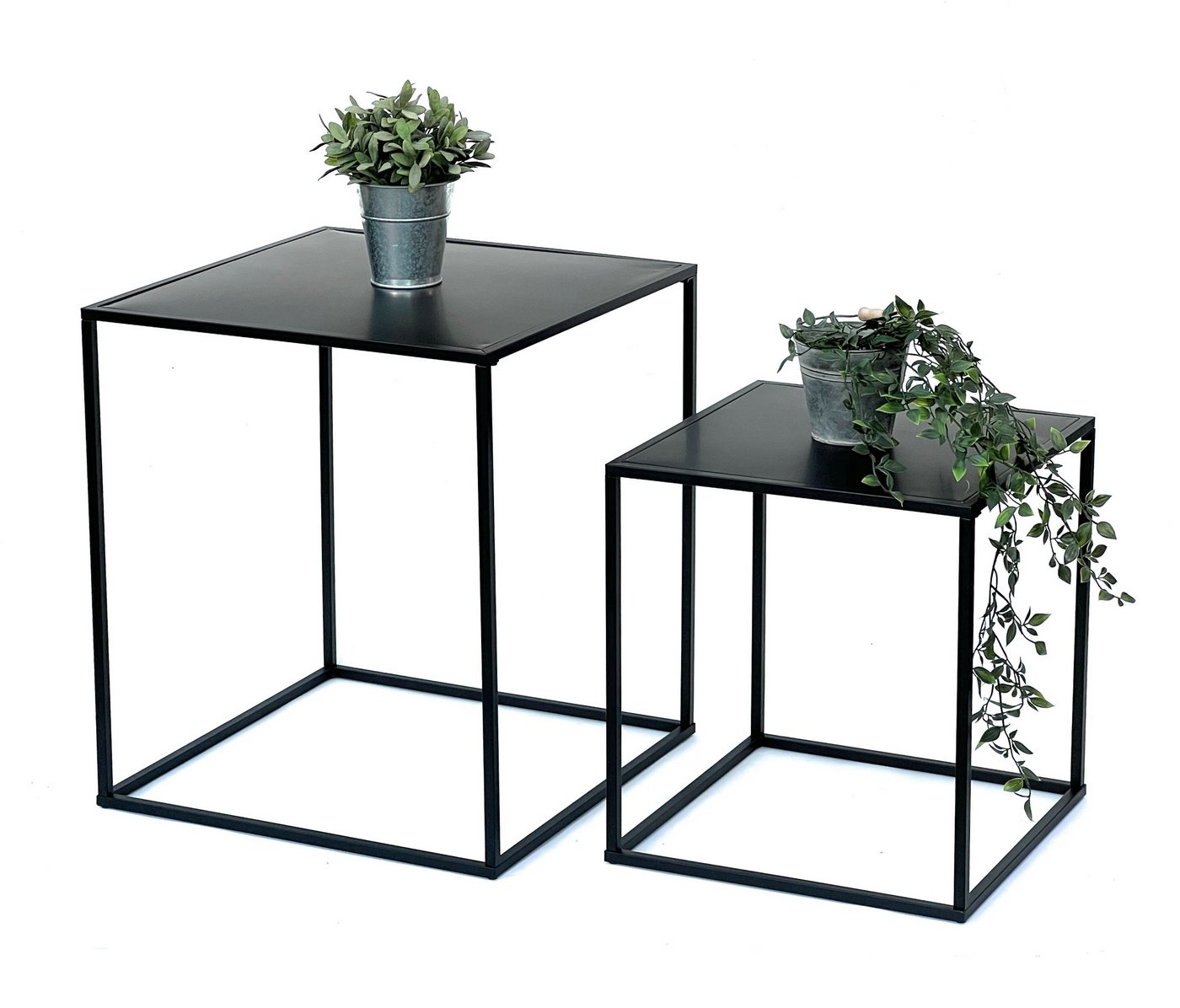DanDiBo Couchtisch Schwarz Metall 2er Set Beistelltisch Wohnzimmer von DanDiBo