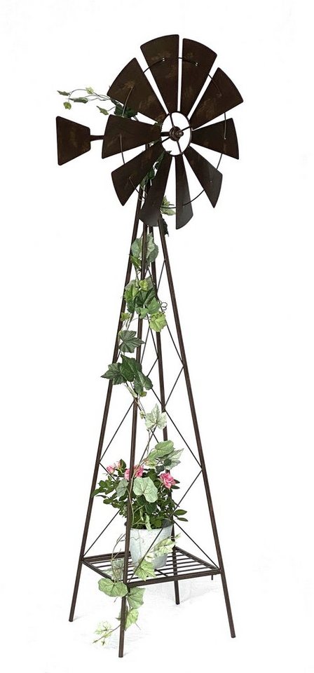 DanDiBo Deko-Windrad Windrad Metall 170 cm kugelgelagert Braun Windspiel Gartenstecker 96019 Windmühle Wetterfest Gartendeko Garten Bodenstecker von DanDiBo