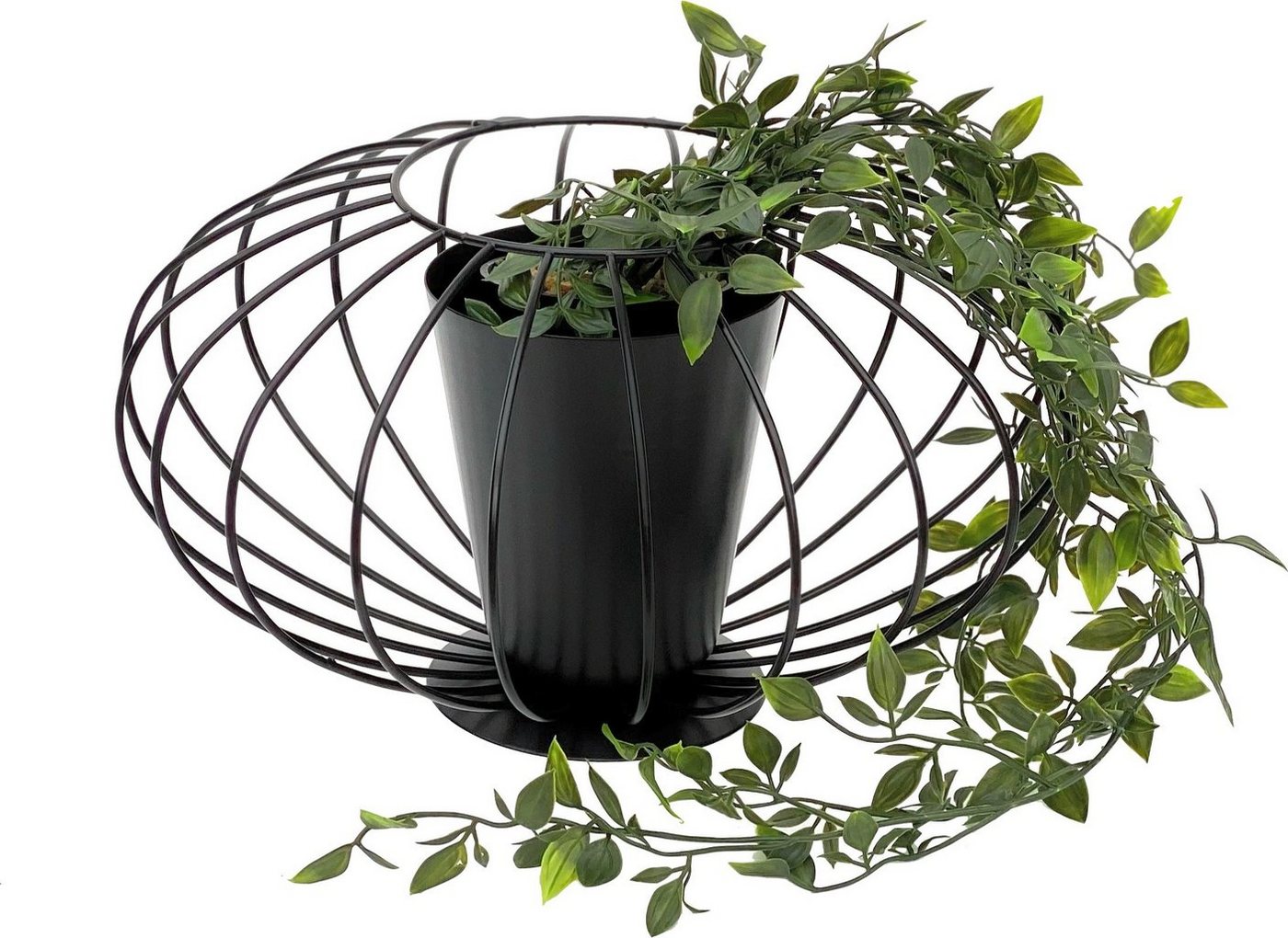 DanDiBo Dekoschale Tischdeko Wohnzimmer Pflanzgefäß Metall Schwarz Matt Rund Ø 36 cm Blumenständer KW442 Blumenschale Modern Pflanzenständer Pflanzenvase Vintage von DanDiBo