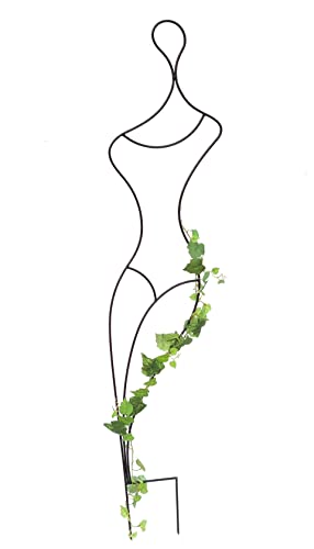 DanDiBo Design Rankhilfe Metall Rankgitter 140 cm Schwarz Frau Gracia Kletterhilfe Bodenstecker Blumenhalter Ranksäule von DanDiBo