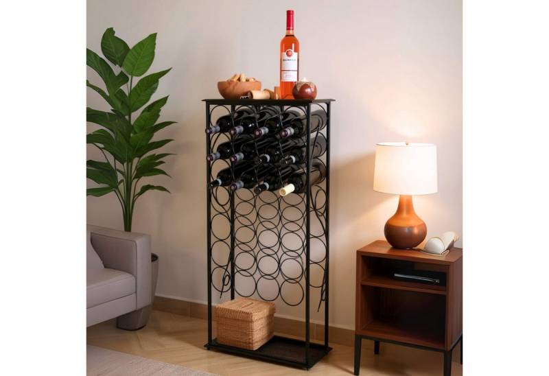 DanDiBo Flaschenregal Weinregal Metall Schwarz Flaschenregal stehend 100 cm Flaschenständer, Rico für 28 Flaschen von DanDiBo