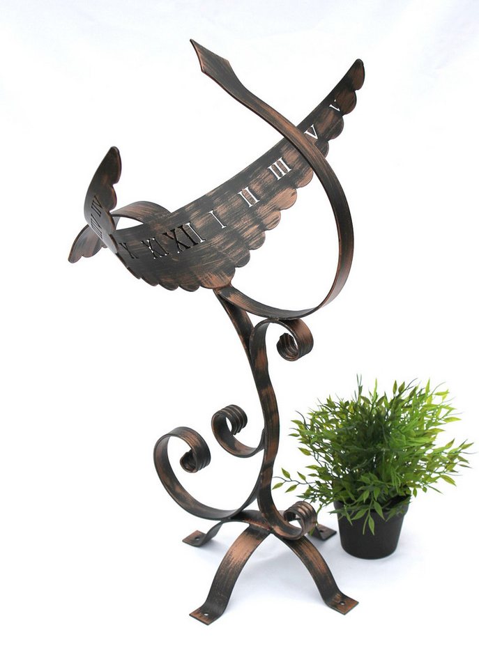 DanDiBo Gartenfigur Sonnenuhr Garten Antik Phönix aus Schmiedeeisen Wetterfest 65 cm, Gartenuhr Metall von DanDiBo
