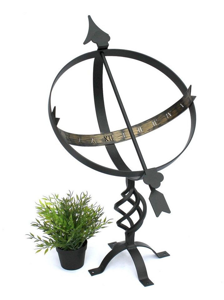 DanDiBo Gartenfigur Sonnenuhr Schwarz aus Metall Schmiedeeisen Wetterfest 70 cm Gartenuhr von DanDiBo