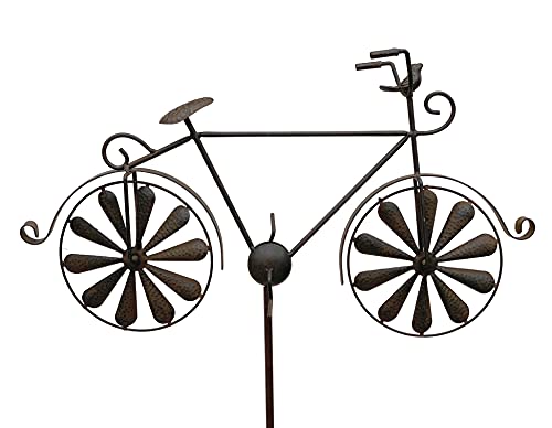 DanDiBo Gartenstecker Metall Fahrrad XL 135 cm Rad Rost Braun 96004 Windspiel Windrad Wetterfest Gartendeko Garten Gartenstab Bodenstecker von DanDiBo