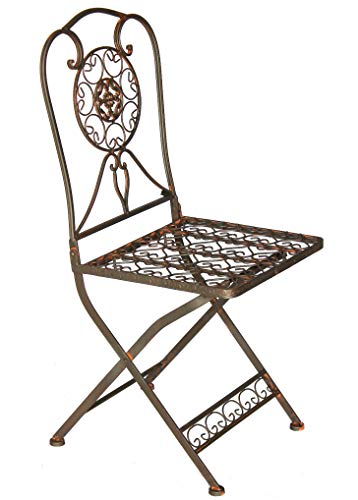 DanDiBo Gartenstuhl Metall Vintage Metallstuhl Stuhl Garten Tecla 17921 Eisen Nostalgie Eisenstuhl Braun Antik von DanDiBo