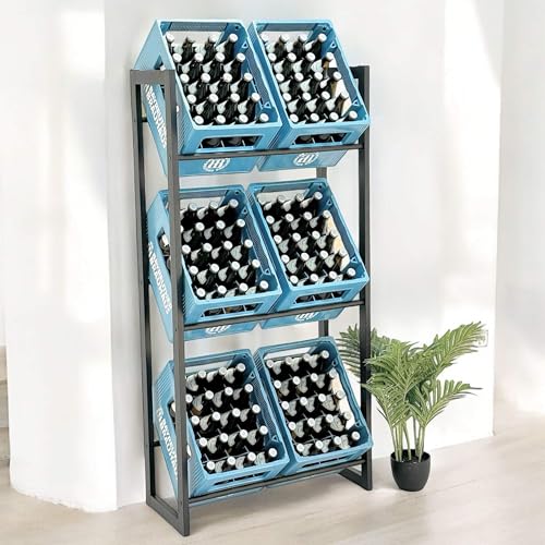 DanDiBo Getränkekistenregal 6 Kisten Schwarz Metall Stehend 96563 Getränkekistenhalter 71 cm Bierkistenregal Getränkekistenständer Flaschenkistenregal von DanDiBo