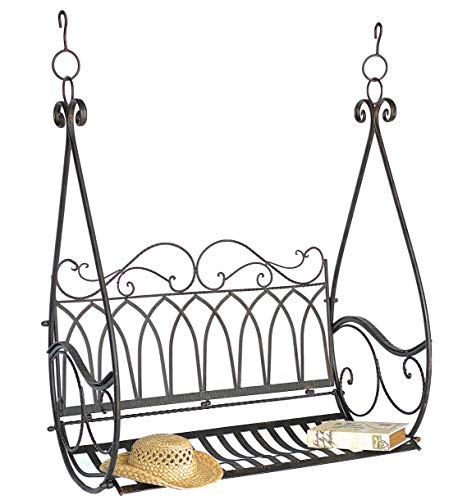 DanDiBo Hängebank Schaukel Metall Braun Wetterfest Gondel Hängesessel 1868 2 Sitzer Gartenbank von DanDiBo