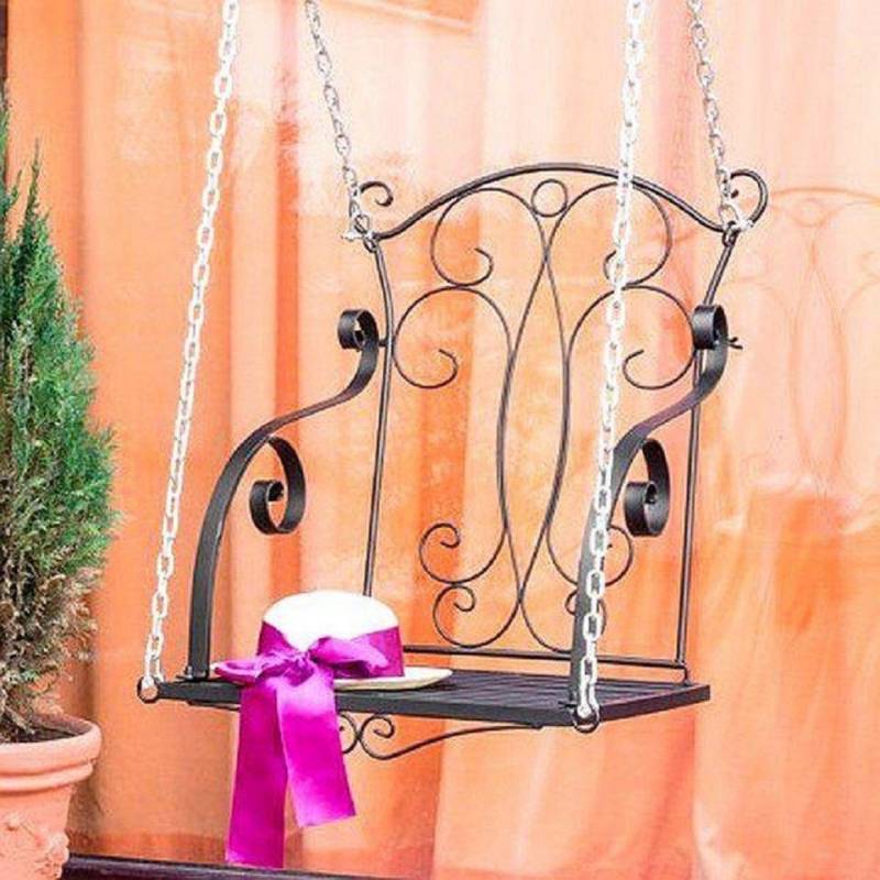 DanDiBo Hängestuhl Hängesessel Metall Schwarz Relax Schaukel mit Ketten Hängebank, Gartenschaukel Hollywoodschaukel von DanDiBo