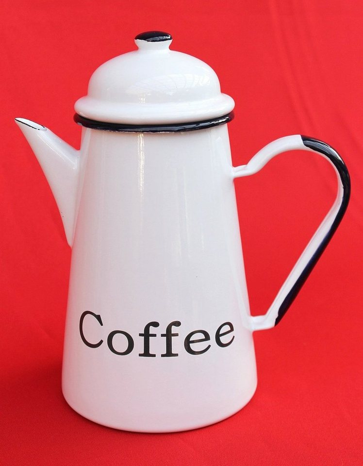 DanDiBo Kaffeekanne Kaffeekanne 578TB Coffee 1,0 L emailliert 22 cm Wasserkanne Kanne Emaille Nostalgie Teekanne von DanDiBo