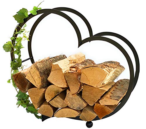 DanDiBo Kaminholzregal Innen Metall Herz Kaminholzständer 64 cm 181134 Holzkorb Kaminholzhalter Feuerholzhalter von DanDiBo