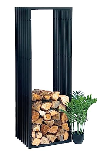 DanDiBo Kaminholzregal Innen Metall Schwarz Kaminholzständer 96430 150 cm Holzkorb Kaminholzhalter Holzregal von DanDiBo